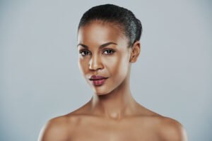 girl with clean shiny skin/ chemical peel photo