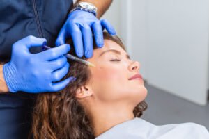 woman getting face prp