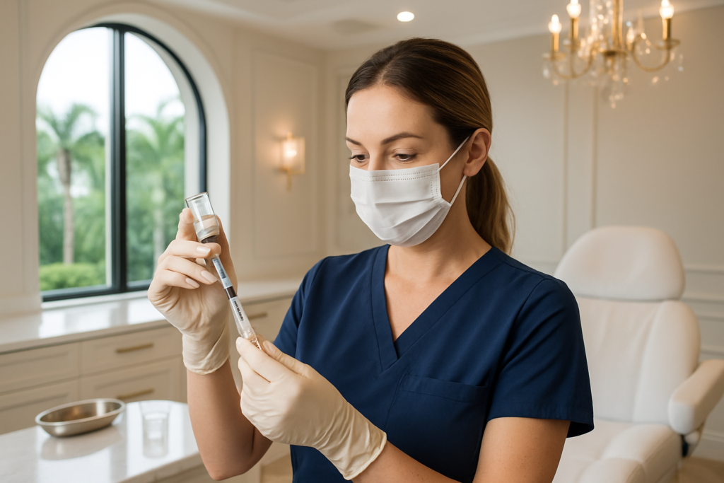 nurse preparing semaglutide weight loss injection in a tampa florida medspa treatment room
