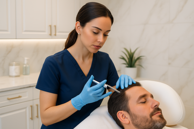prp hair restoration therapy session for thinning hair at a modern tampa florida medspa